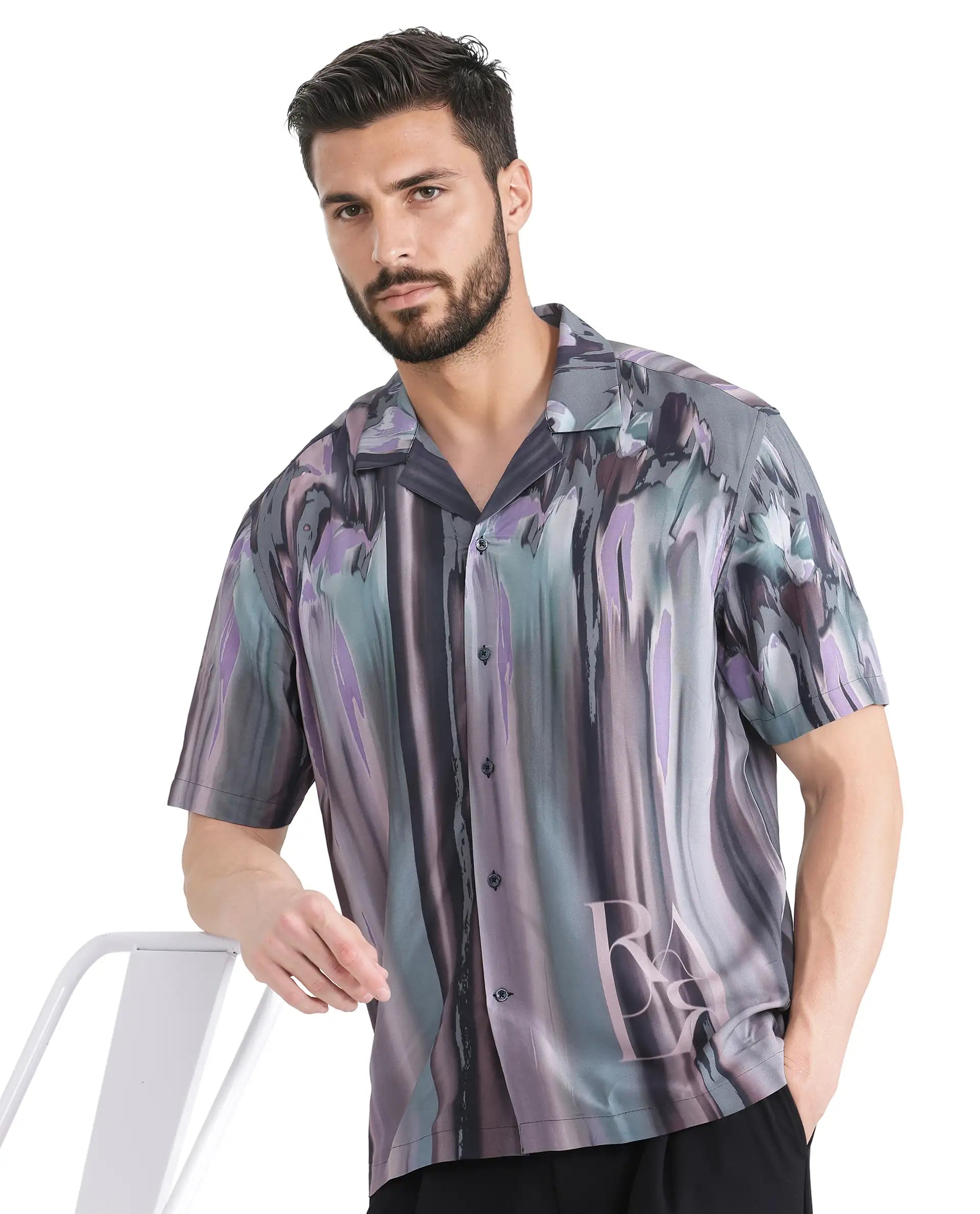 Men's Button-Down Collar Shirts for Staying PolishedRare Rabbit Men Loid Black Viscose Fabric Printed Shirt Men's Button-Down Collar Shirts for Staying PolishedRare Rabbit Men Loid Black Viscose Fabric Printed Shirt