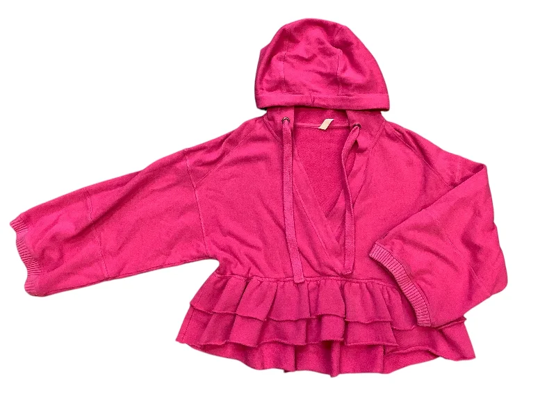 Men's Hoodies with Ribbed HemsSweatshirt Hoodie By Free People In Pink, Size: S