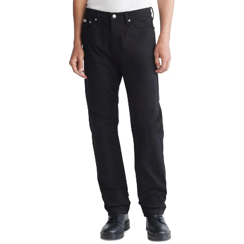 Men's Jeans with a Distressed LookMens Solid Denim Straight Leg Jeans
