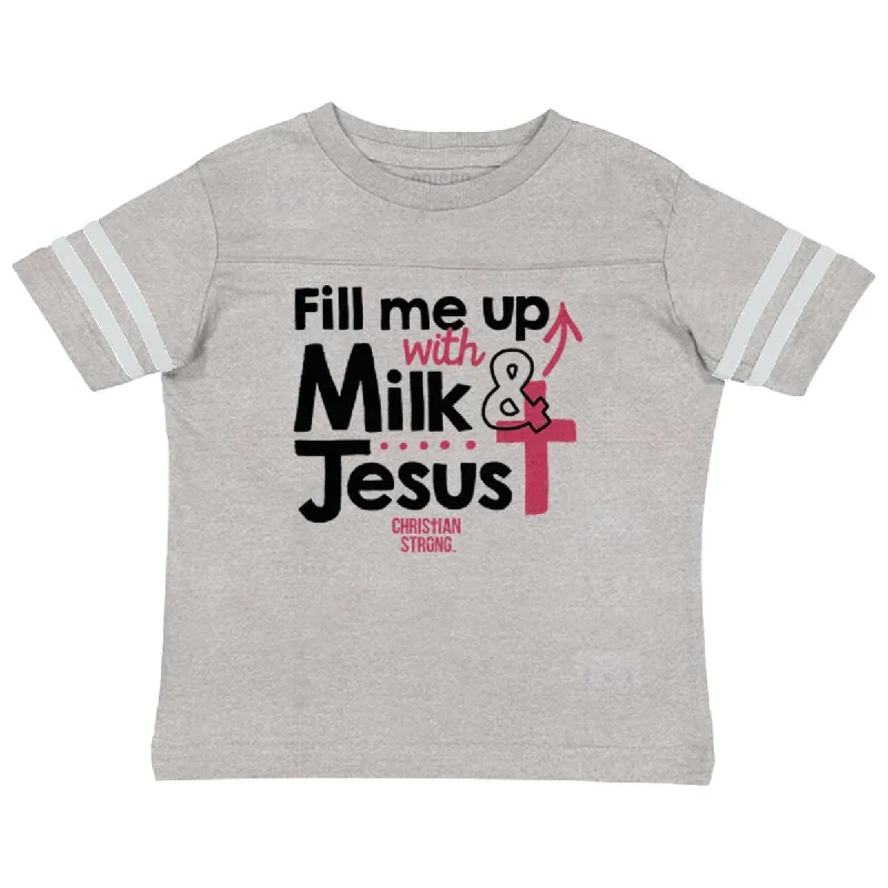 Men's Shirts with Zippered PocketsMilk And Jesus Toddler Football Jersey T-shirt