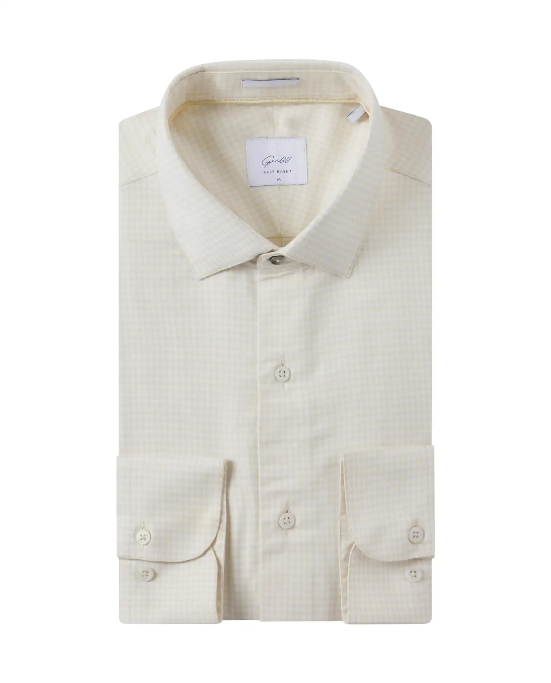 Men's Hawaiian Shirts for a Tropical VibeRare Rabbit Mens Kinate Pastel Yellow Full Sleeve Solid Houndstooth Check Shirt