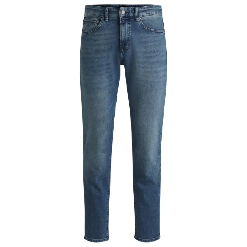 Men's Jeans with PocketsRegular-fit jeans in mid-blue comfort-stretch denim