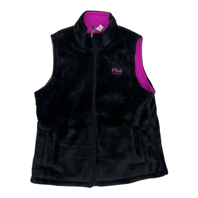Men's Coats with Fur TrimVest Faux Fur & Sherpa By Fila In Black, Size:L
