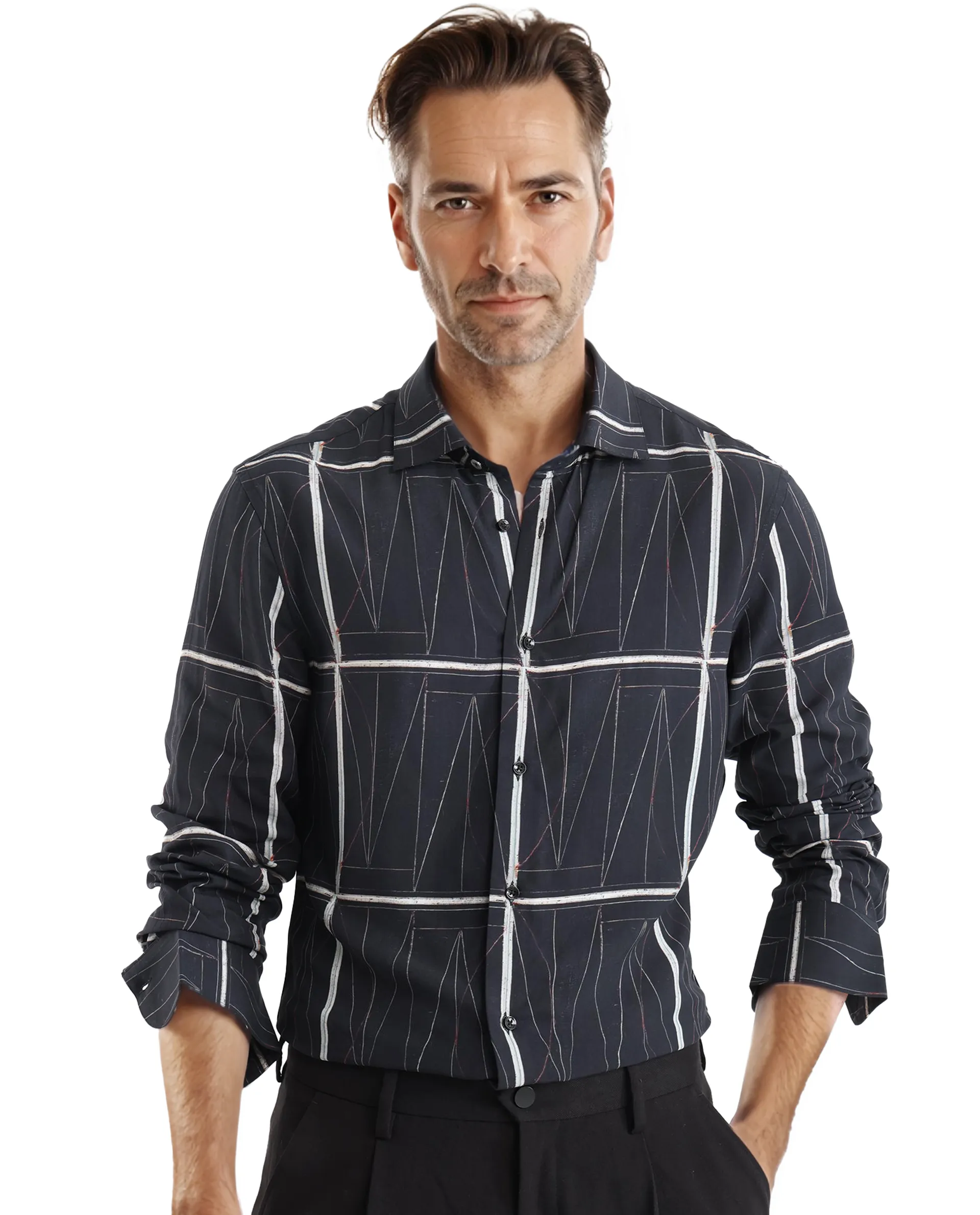 Men's Graphic Print T-Shirts for a Statement LookRare Rabbit Men Zilon Black Viscose Fabric Regular Fit Full Sleeve Shirt Men's Graphic Print T-Shirts for a Statement LookRare Rabbit Men Zilon Black Viscose Fabric Regular Fit Full Sleeve Shirt