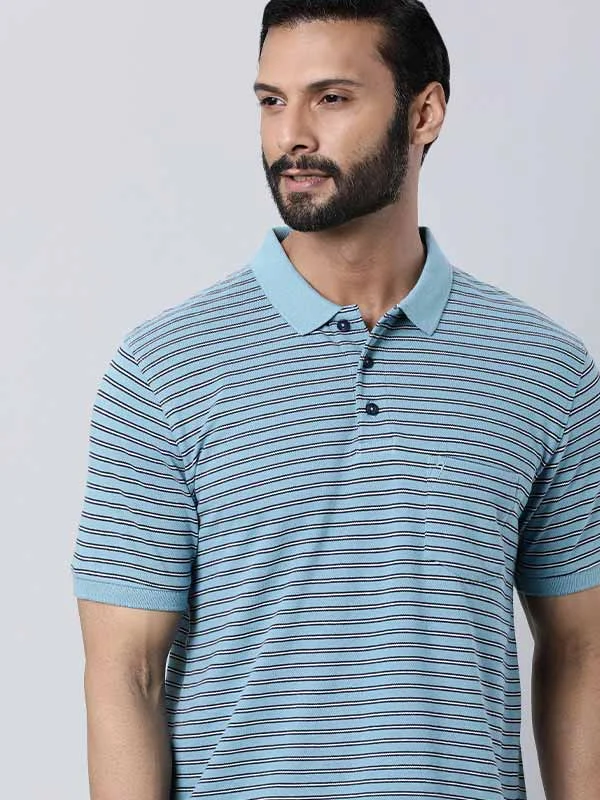 Men's Shirts with Raw-Edge HemlinesMen Striped Polo T-Shirt
