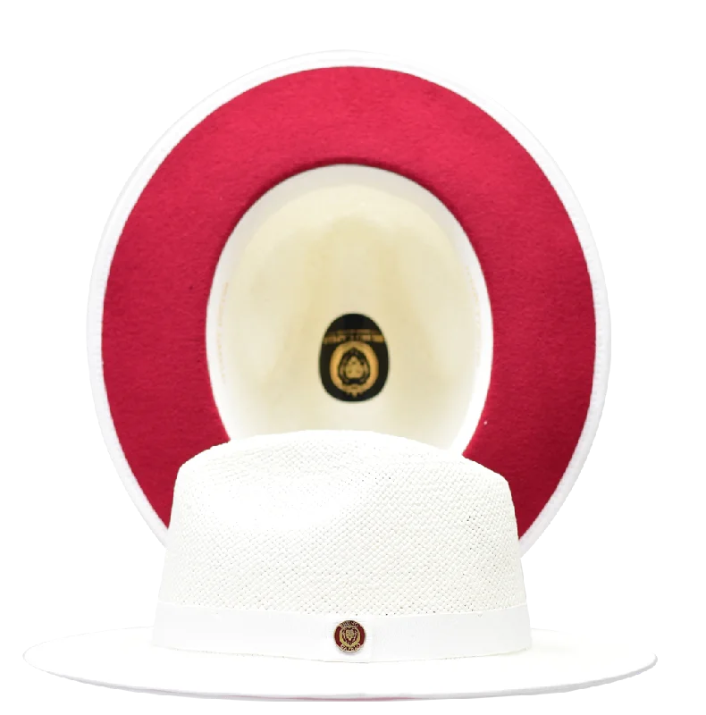 Comfortable Fisherman HatsBruno Capelo White Red Bottom Straw Hats