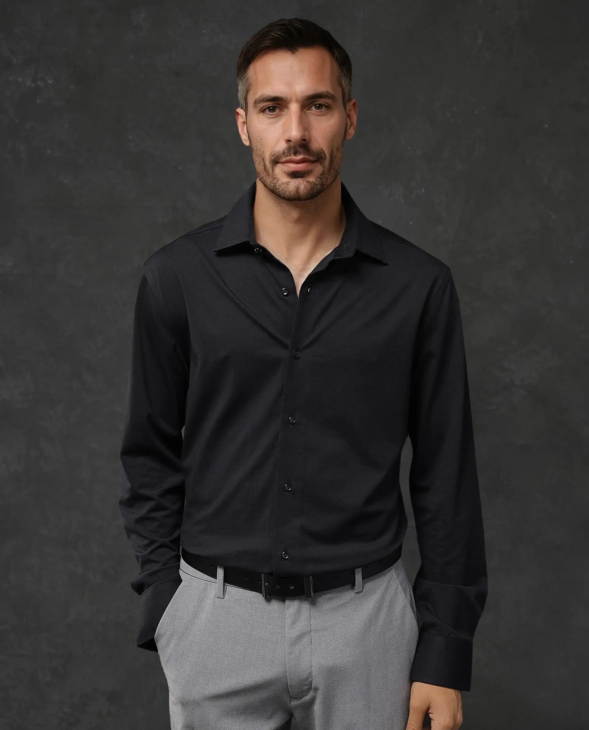 Men's Layering Shirts for Seasonal TransitionsRare Rabbit Men Dulce Black Cotton Fabric Full Sleeve Regular Fit Solid Shirt Men's Layering Shirts for Seasonal TransitionsRare Rabbit Men Dulce Black Cotton Fabric Full Sleeve Regular Fit Solid Shirt