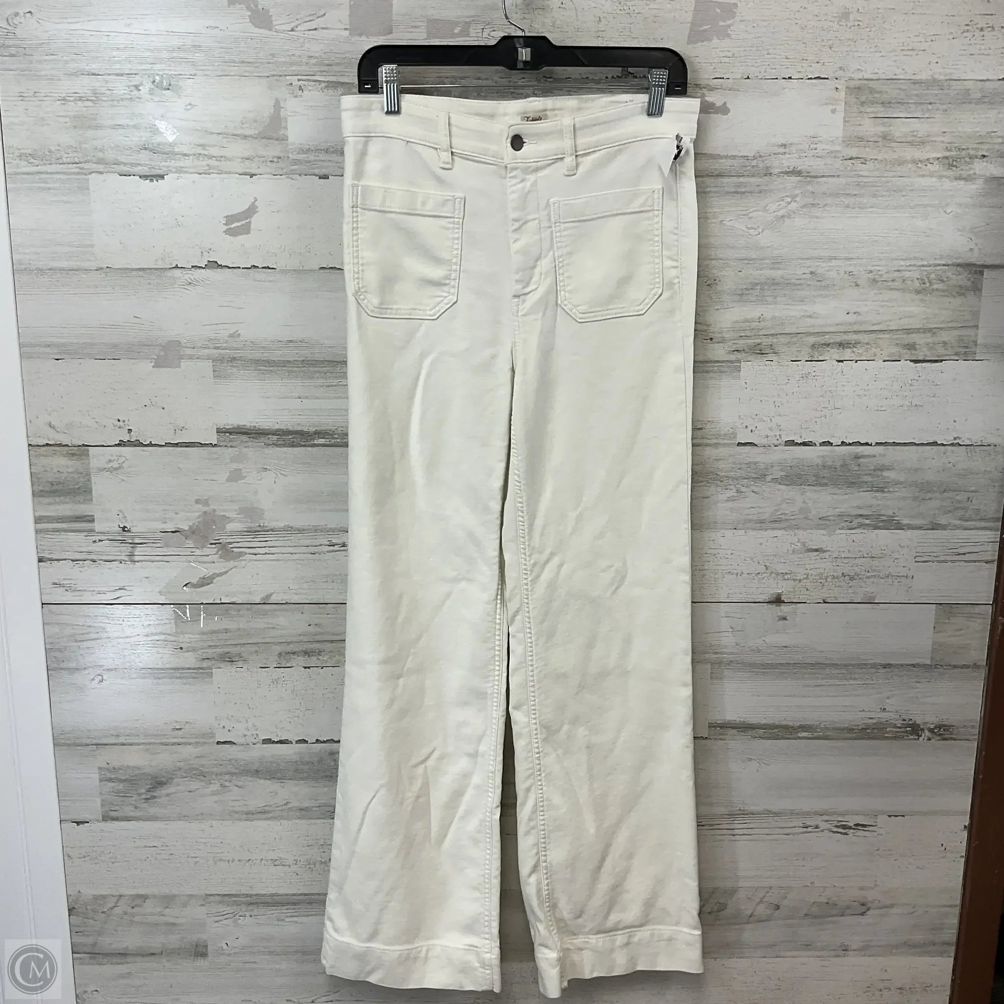 Leather Patch Men's JeansJeans Wide Leg By Faherty In White Denim, Size: 8