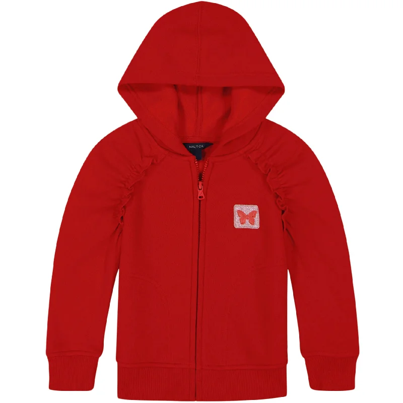 Men's Sweaters with BeadsNautica Little Girls' Ruffle Trim Fleece Hoodie (4-6X)
