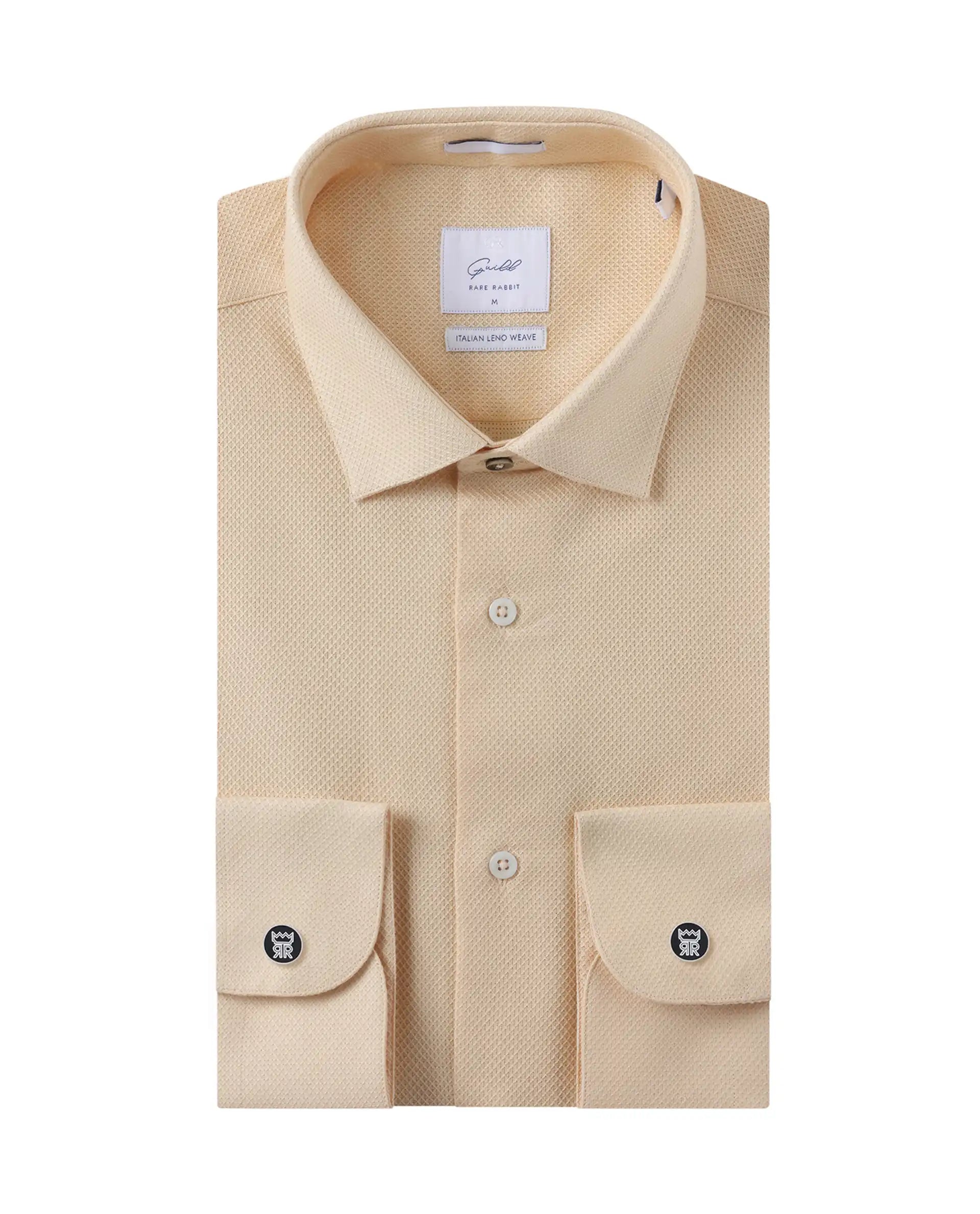 Men's Polo Shirts for Sports and Casual WearRare Rabbit Mens Astron Pastel Yellow Full Sleeve Solid Dobby Shirt