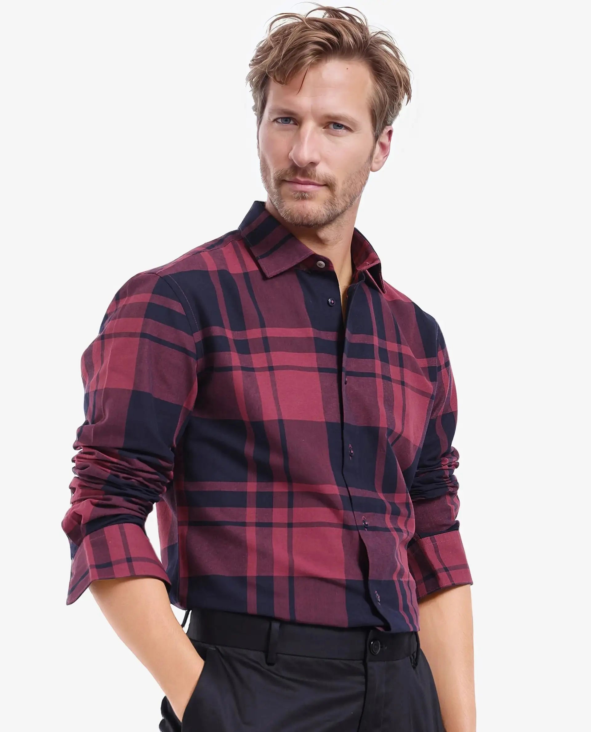 Men's Bamboo Fiber Shirts for Softness and BreathabilityRare Rabbit Men Planos Maroon Cotton Fabric Full Sleeve Regular Fit Checks Shirt Men's Bamboo Fiber Shirts for Softness and BreathabilityRare Rabbit Men Planos Maroon Cotton Fabric Full Sleeve Regular Fit Checks Shirt