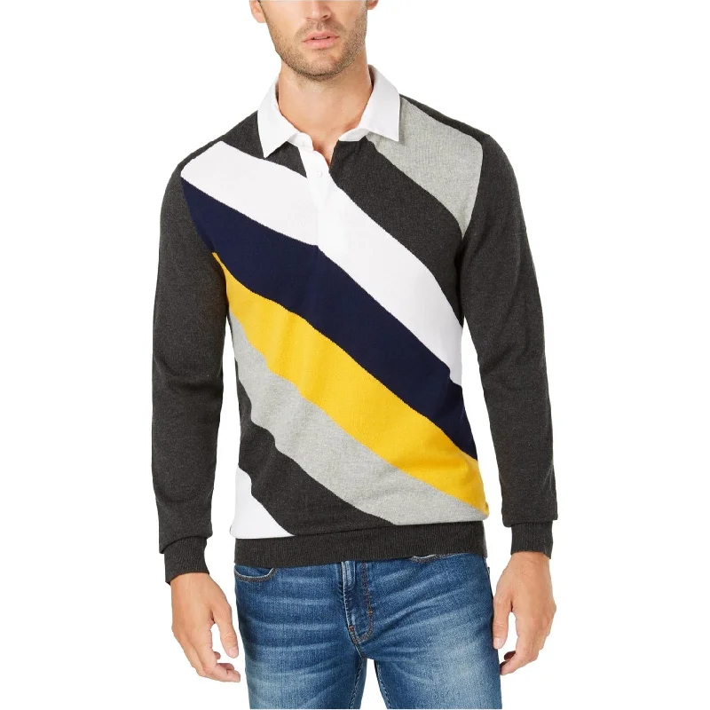 Men's Sweaters for AutumnClub Room Mens Striped Rugby Polo Sweater