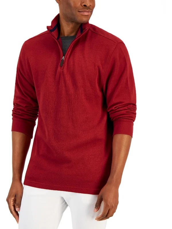 Men's Sweaters in Pastel ShadesMens 1/4 Zip Mock Neck Pullover Sweater