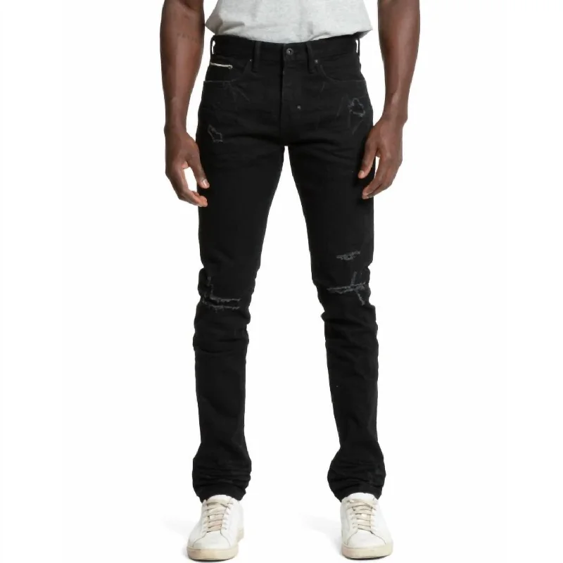 Men's Jeans with EmbroideryMen's Cayenne Selvedge Halo Jean In Black