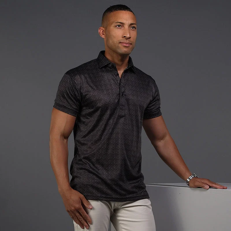 Men's Three-Quarter Sleeved TopsSemi-Spread Collar Polo Desert Sky