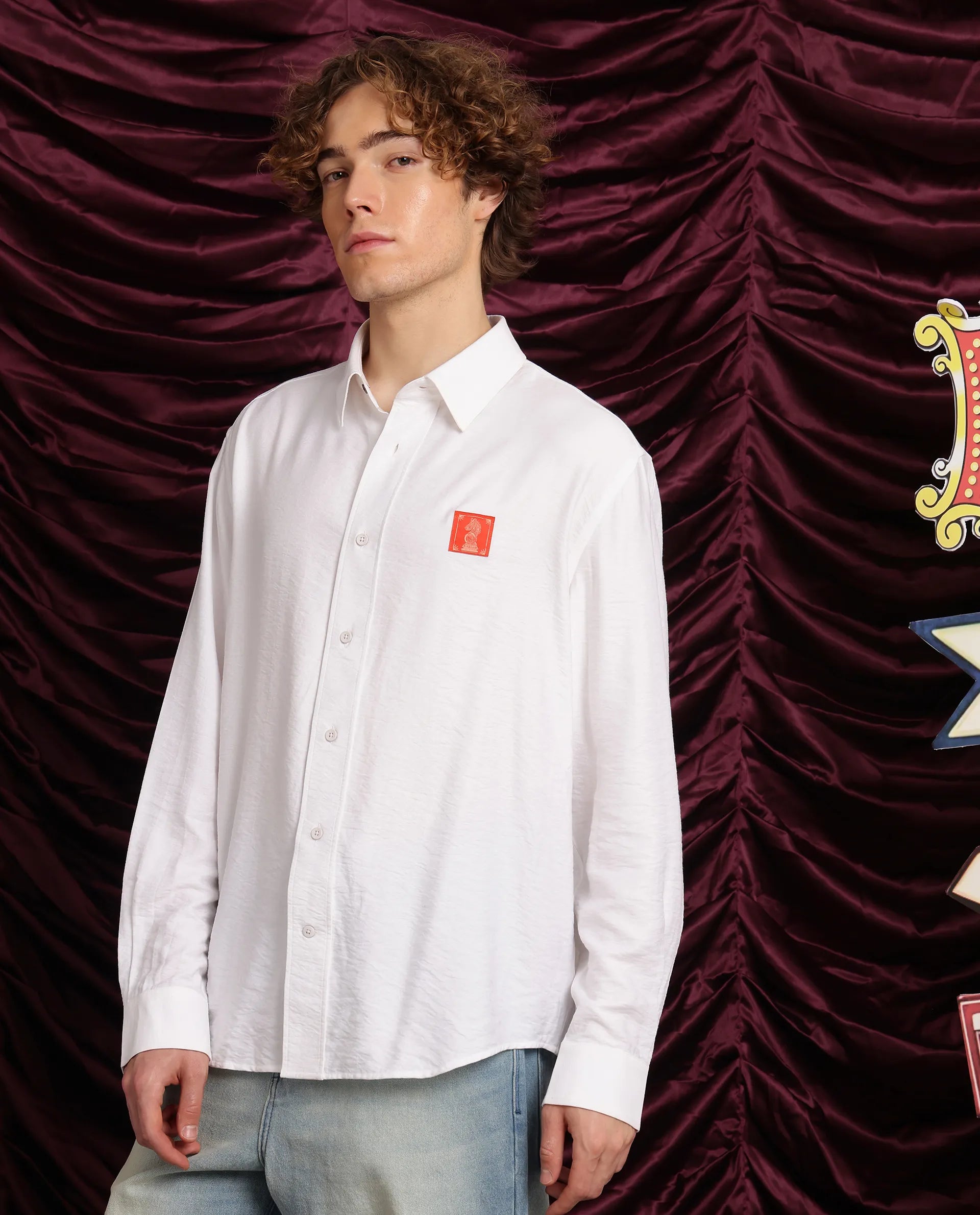 Men's Casual Friday Shirts for Relaxed Office DaysRare Rabbit Men's Knight White Cotton Fabric Full Sleeve Spread Collar Slim Fit Flock Print Shirt Men's Casual Friday Shirts for Relaxed Office DaysRare Rabbit Men's Knight White Cotton Fabric Full Sleeve Spread Collar Slim Fit Flock Print Shirt