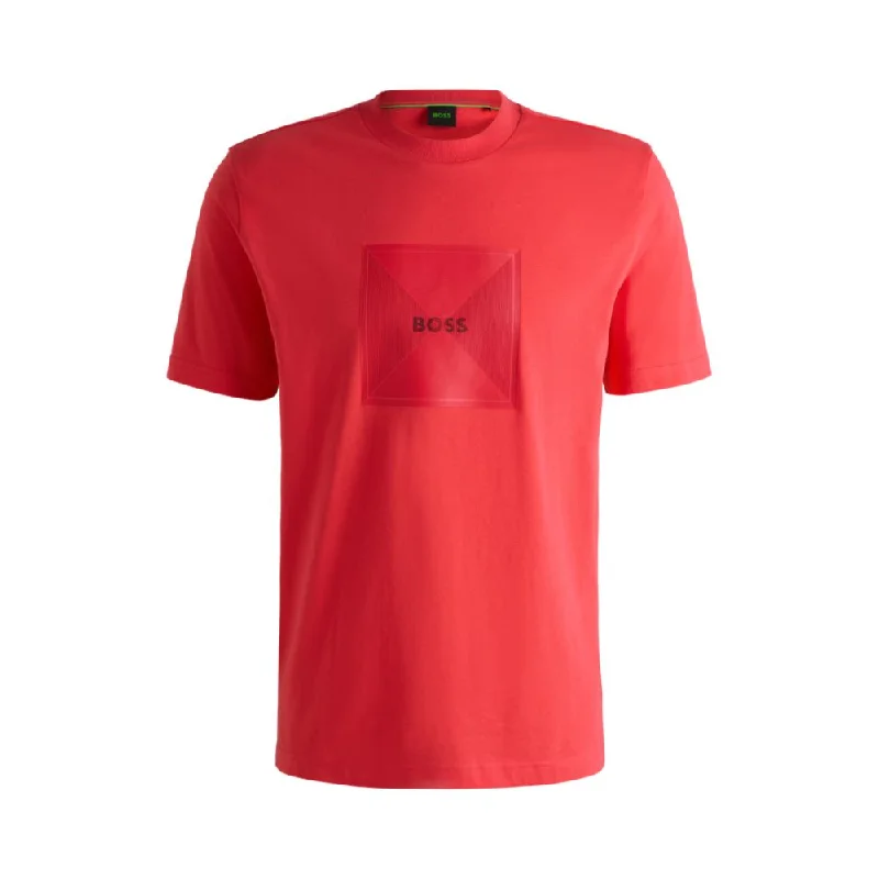 Men's Shirts with Convertible CollarsCotton-jersey T-shirt with fineline logo artwork