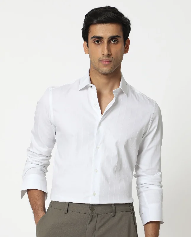 Men's Monochrome Shirts for a Minimalist VibeRare Rabbit Mens Gazan White Cotton Fabric Full Sleeves Regular Fit Dobby Self Stripe Shirt Men's Monochrome Shirts for a Minimalist VibeRare Rabbit Mens Gazan White Cotton Fabric Full Sleeves Regular Fit Dobby Self Stripe Shirt