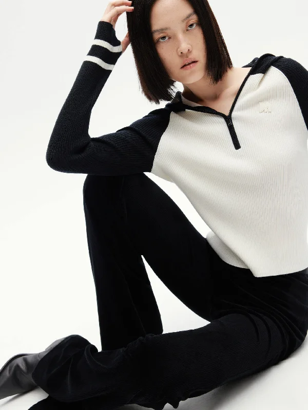 Men's Sweaters with Tapered ShapesTwo Tone Hooded Top