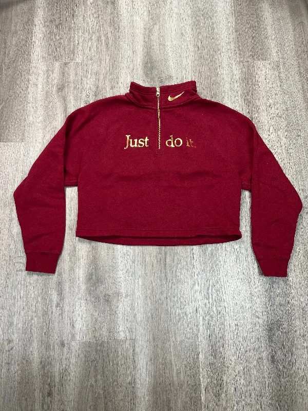 Men's Hoodies with Relaxed FitsSweatshirt Collar By Nike Apparel In Maroon, Size: M