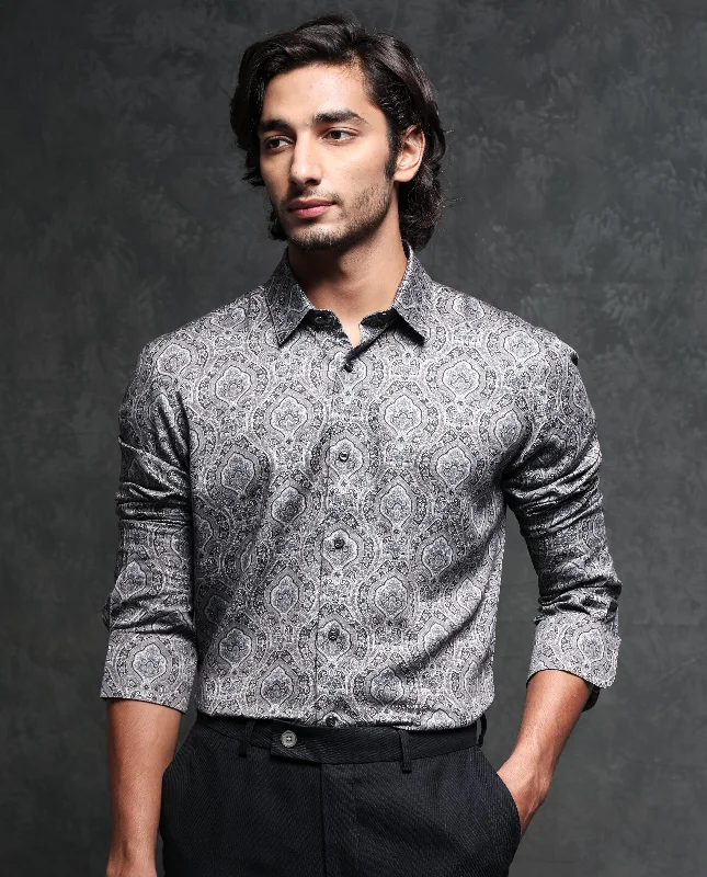 Men's Tennis Shirts for Court ComfortRare Rabbit Men's Raja Black Cotton Modal Fabric Geometric Paisley Print Full Sleeves Shirt Men's Tennis Shirts for Court ComfortRare Rabbit Men's Raja Black Cotton Modal Fabric Geometric Paisley Print Full Sleeves Shirt
