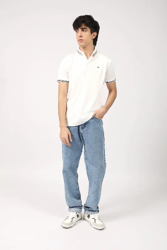 Men's Shirts with Asymmetrical HemlinesTEXTURED TIPPING POLO