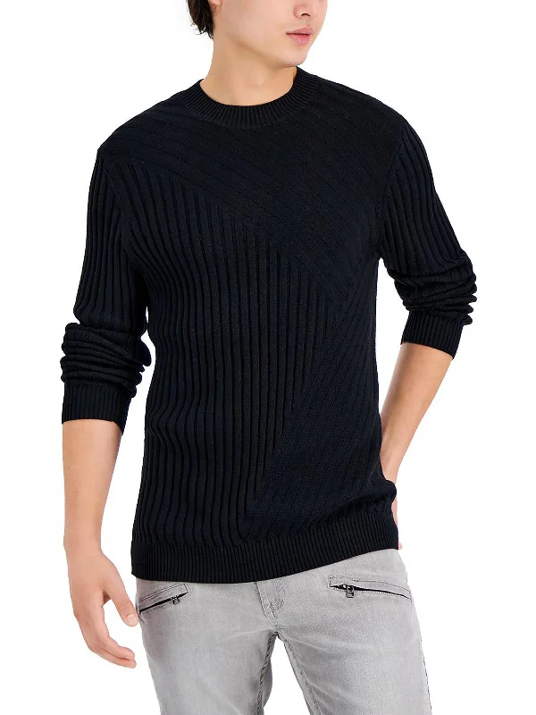 Men's Sweaters with Fair Isle PatternsTucker Mens Cotton Ribbed Crewneck Sweater