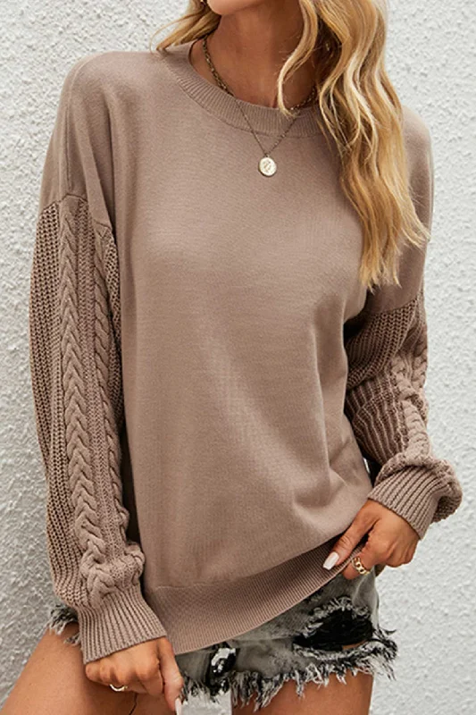 Men's Sweaters with Checkerboard PatternsCrew Neck Twisted Long Sleeve Sweater