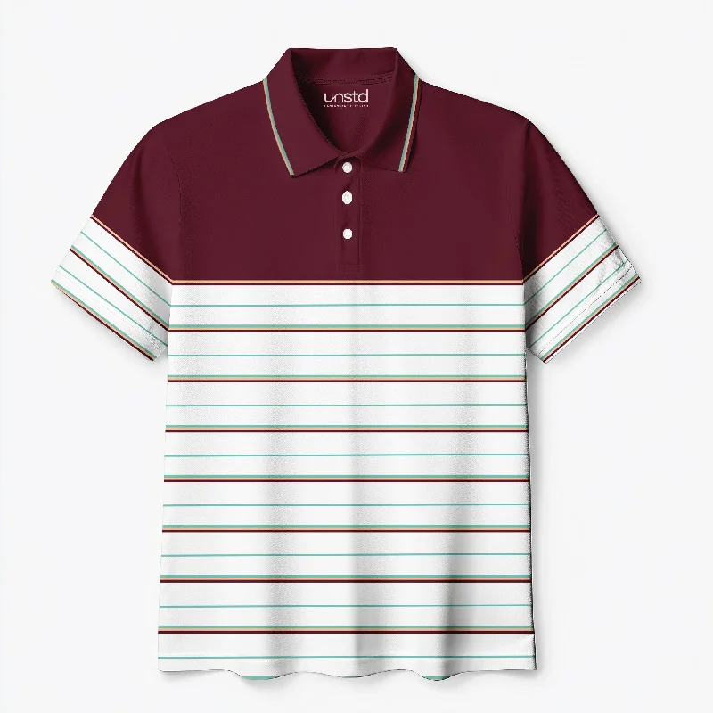 Stylish Men's HenleysMaroon Stripe Polo T-shirt