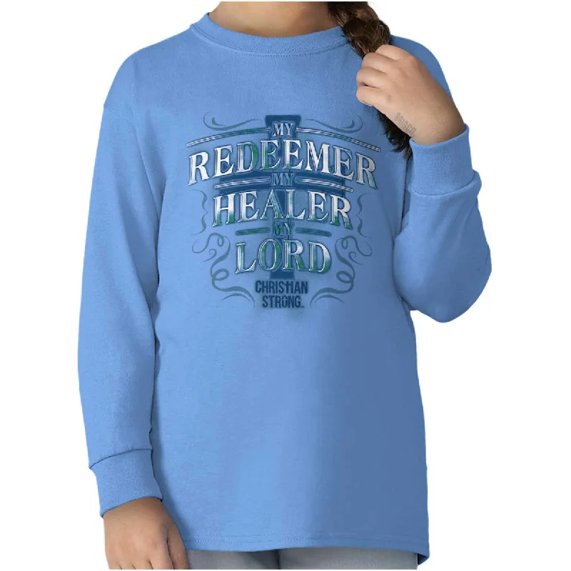 Men's Shirts with Embellished CollarsMy Redeemer Christian Youth Long Sleeve T-Shirt