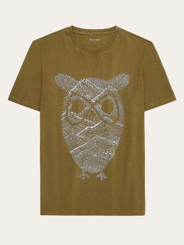 Men's Shirts with Mandarin CollarsRegular fit mountain t-shirt - Regenerative Organic Certified® - GOTS/Vegan - Dark Olive