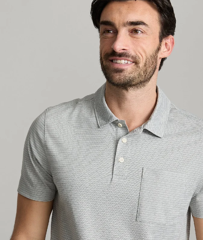 Men's Shirts with Adjustable HemlinesStriped Performance Polo