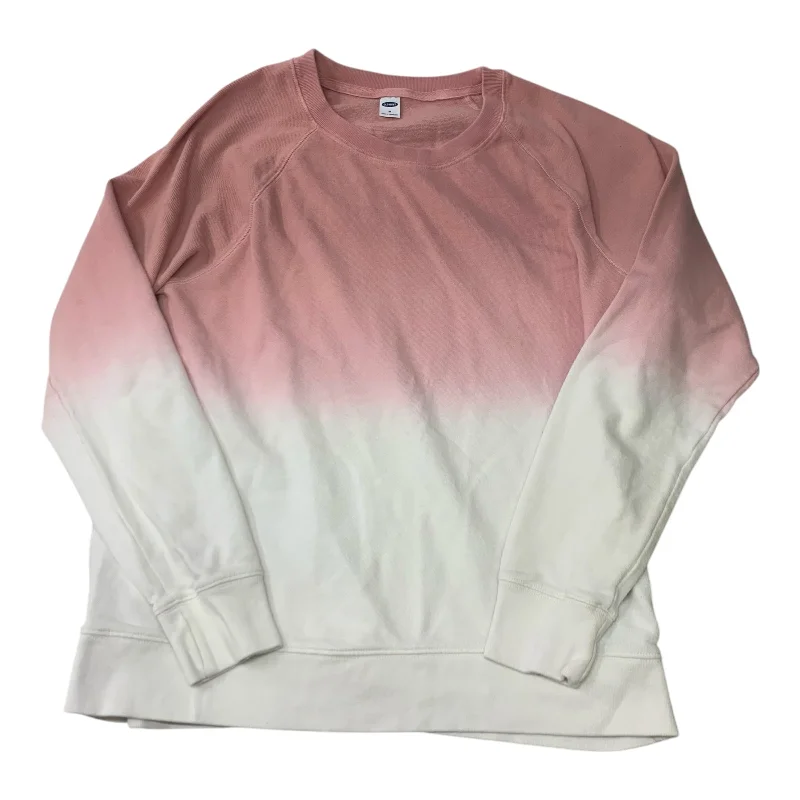Warm Men's Thermal HoodiesSweatshirt Crewneck By Old Navy In Pink & White, Size: M