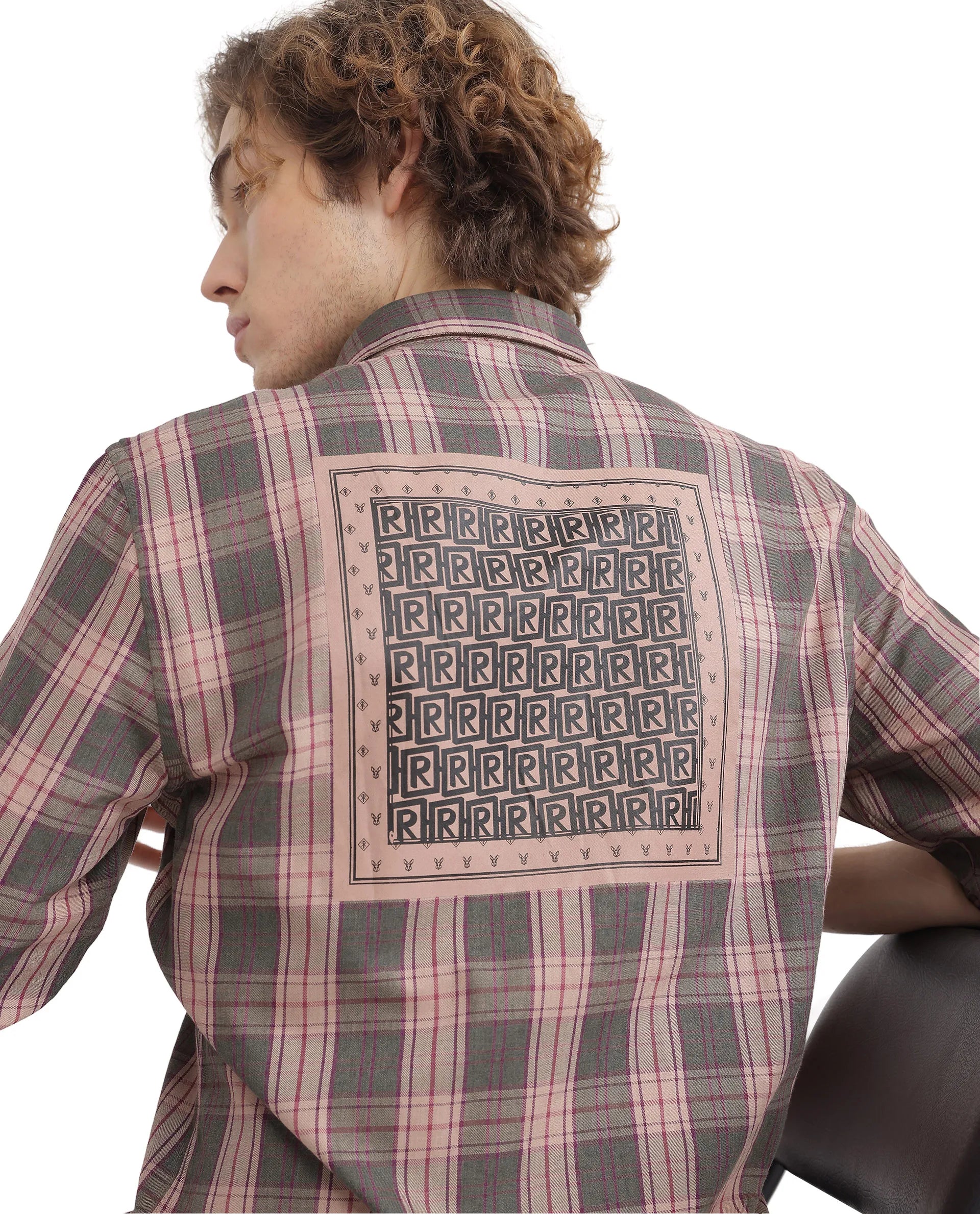 Men's Spread-Collar Shirts for a Bold StatementRare Rabbit Men's Zamb Olive Cotton Fabric Full Sleeve Oversized Fit Graphic Back Print Checks Shirt Men's Spread-Collar Shirts for a Bold StatementRare Rabbit Men's Zamb Olive Cotton Fabric Full Sleeve Oversized Fit Graphic Back Print Checks Shirt