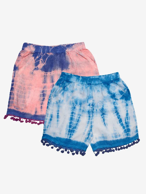 Men's Quick-Dry Beach ShortsGirls Tie & Dye Shorts with Pom-Pom- Pack of 2