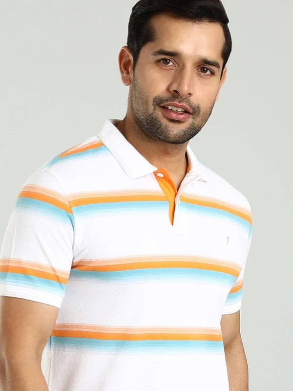 Men's Three-Quarter Sleeved TopsMen Striped Polo T-Shirt