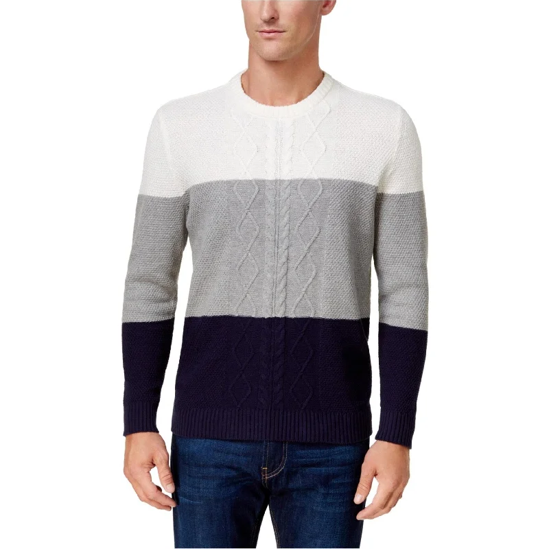 Solid-Colored Men's SweatersClub Room Mens Colorblocked Cable Pullover Sweater