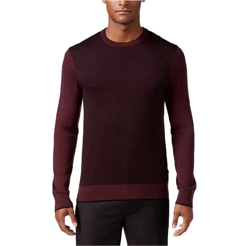Fashionable Men's Crew-Neck SweatersMichael Kors Mens Colorblocked Herringbone Pullover Sweater, Purple, Medium