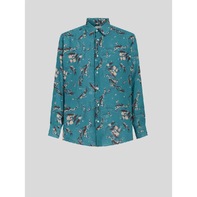 Men's Monochrome Shirts for a Minimalist VibeSilk Shirt With Archive Floral Print
