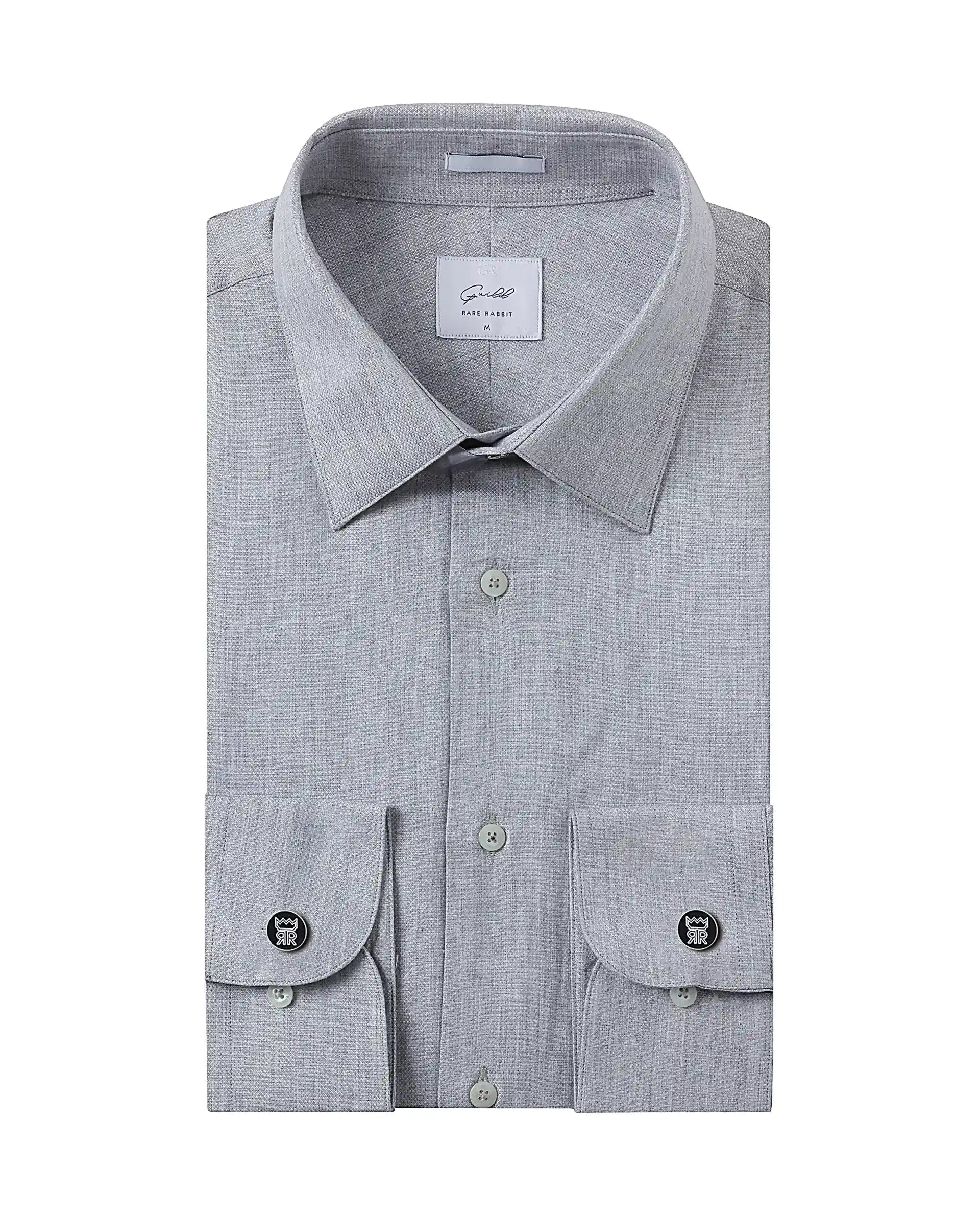 Men's Pattern-Play Shirts for a Fun TwistRare Rabbit Men Nellor Grey Cotton Fabric Full Sleeve Regular Fit Textured Solid Shirt Men's Pattern-Play Shirts for a Fun TwistRare Rabbit Men Nellor Grey Cotton Fabric Full Sleeve Regular Fit Textured Solid Shirt