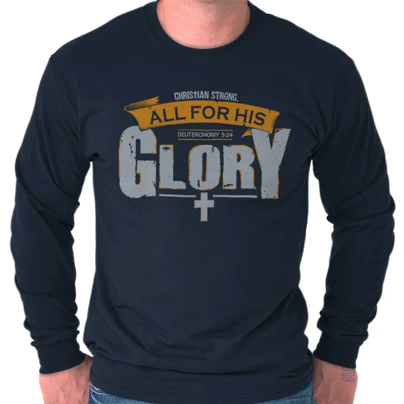 Men's Shirts with Patchwork SleevesAll for His Glory Long Sleeve T-Shirt