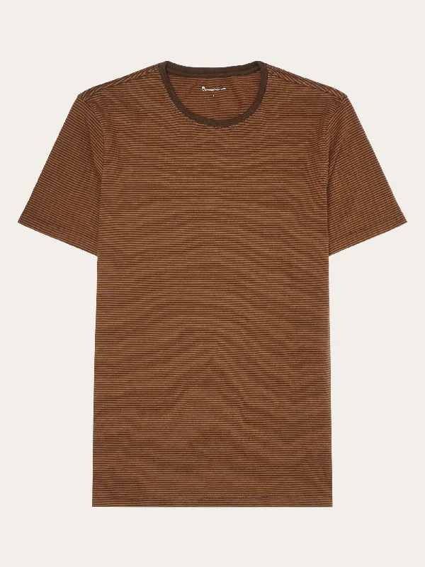 Men's Unique and Designer TopsRegular fit Striped basic tee - Dark Brown Stripe