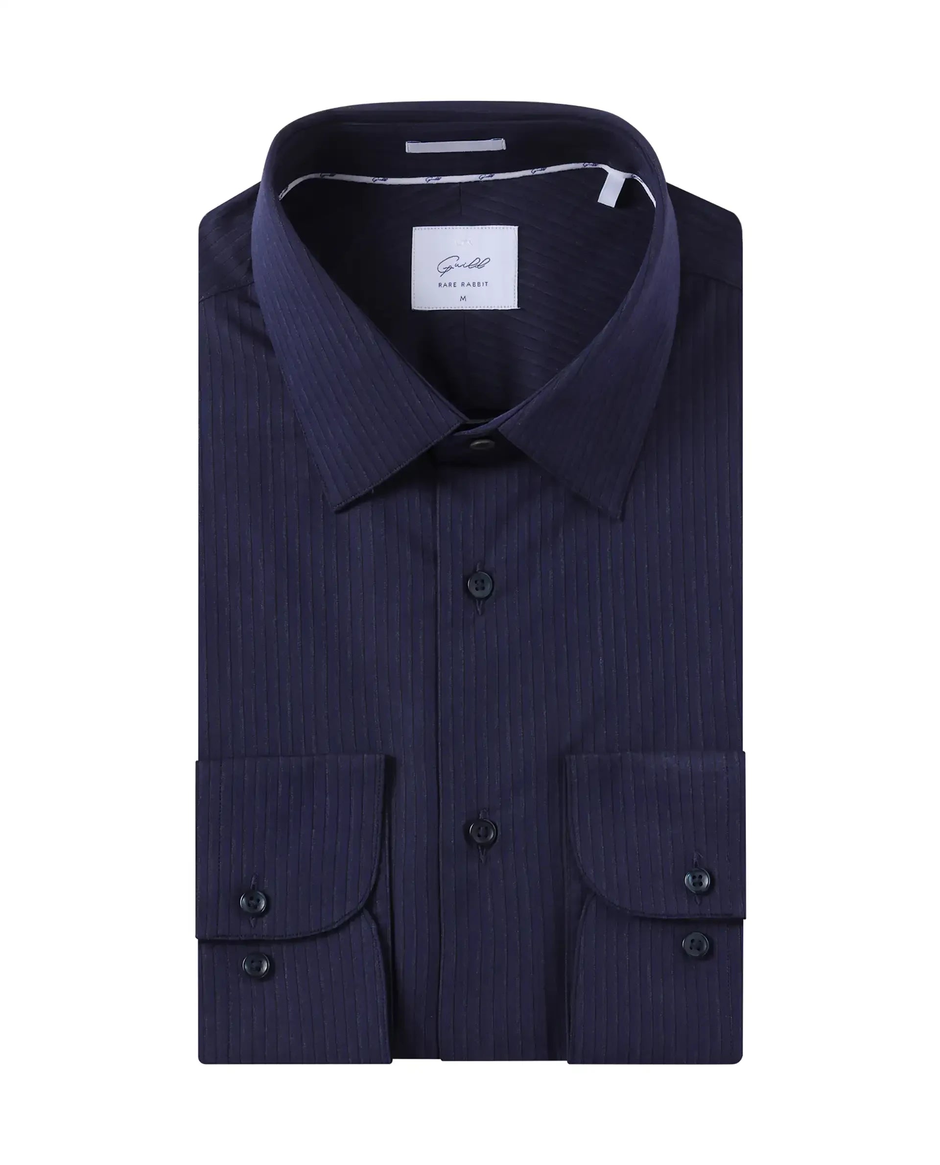 Men's Iron-Free Shirts for Wrinkle-Resistant WearRare Rabbit Men Carlin Navy Cotton Fabric Full Sleeve Regular Fit Striped Shirt Men's Iron-Free Shirts for Wrinkle-Resistant WearRare Rabbit Men Carlin Navy Cotton Fabric Full Sleeve Regular Fit Striped Shirt