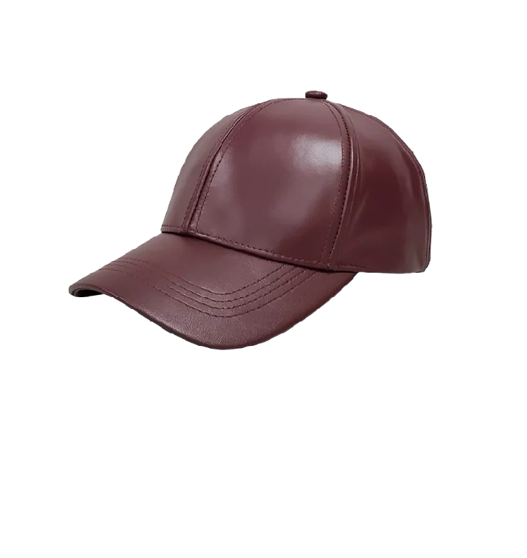 Youth Snapback HatsEmstate Burgundy Men's Leather Caps 100% Genuine Leather Baseball