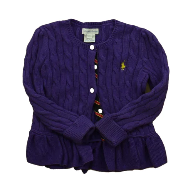 Men's Sweaters with Herringbone PatternsRalph Lauren Girls Purple Cardigan