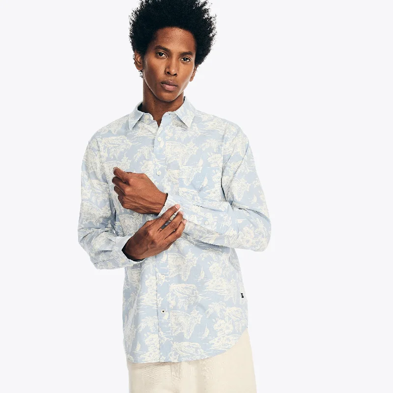 Men's Spread-Collar Shirts for a Bold StatementNautica Mens Printed Poplin Shirt