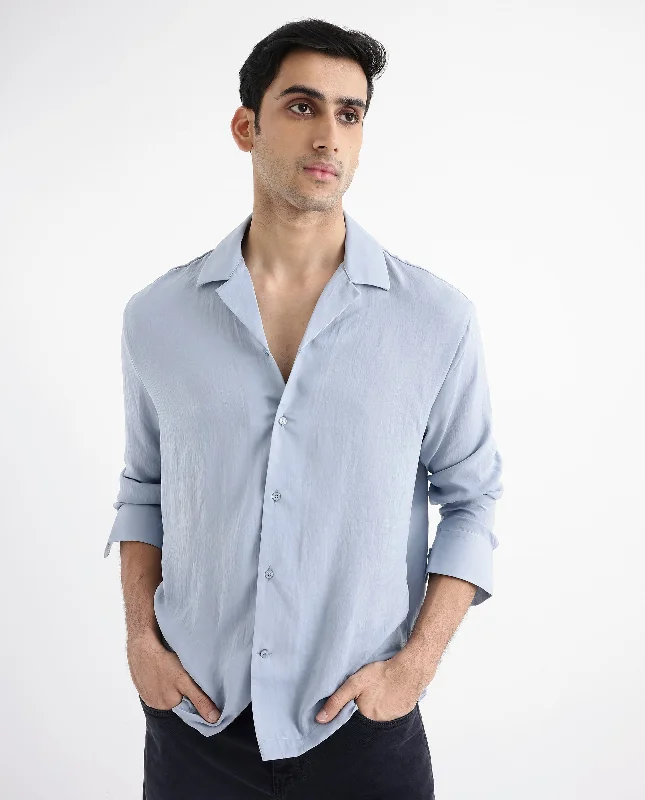 Men's Pattern Mixing Shirts for Creative StyleRare Rabbit Articale Men's Enzo Dusky Blue Polyester Fabric Full Sleeve Cuban Collered Button Closure Slim Fit Solid Shirt Men's Pattern Mixing Shirts for Creative StyleRare Rabbit Articale Men's Enzo Dusky Blue Polyester Fabric Full Sleeve Cuban Collered Button Closure Slim Fit Solid Shirt