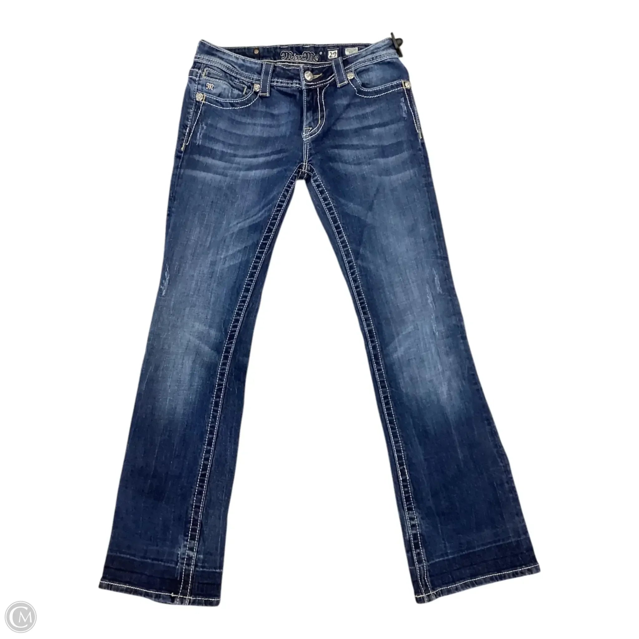 Designer Skinny Men's JeansJeans Boot Cut By Miss Me In Blue Denim, Size: 6