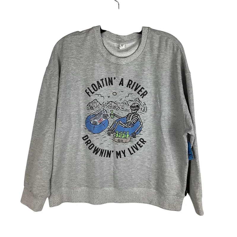 Men's Hoodies for Ice FishingSweatshirt Crewneck By Clothes Mentor In Grey, Size: L