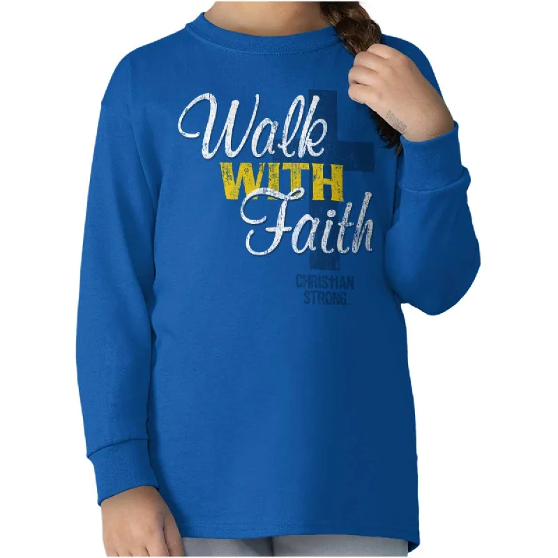 Men's Shirts with Belt LoopsWalk With Faith Youth Long Sleeve T-Shirt